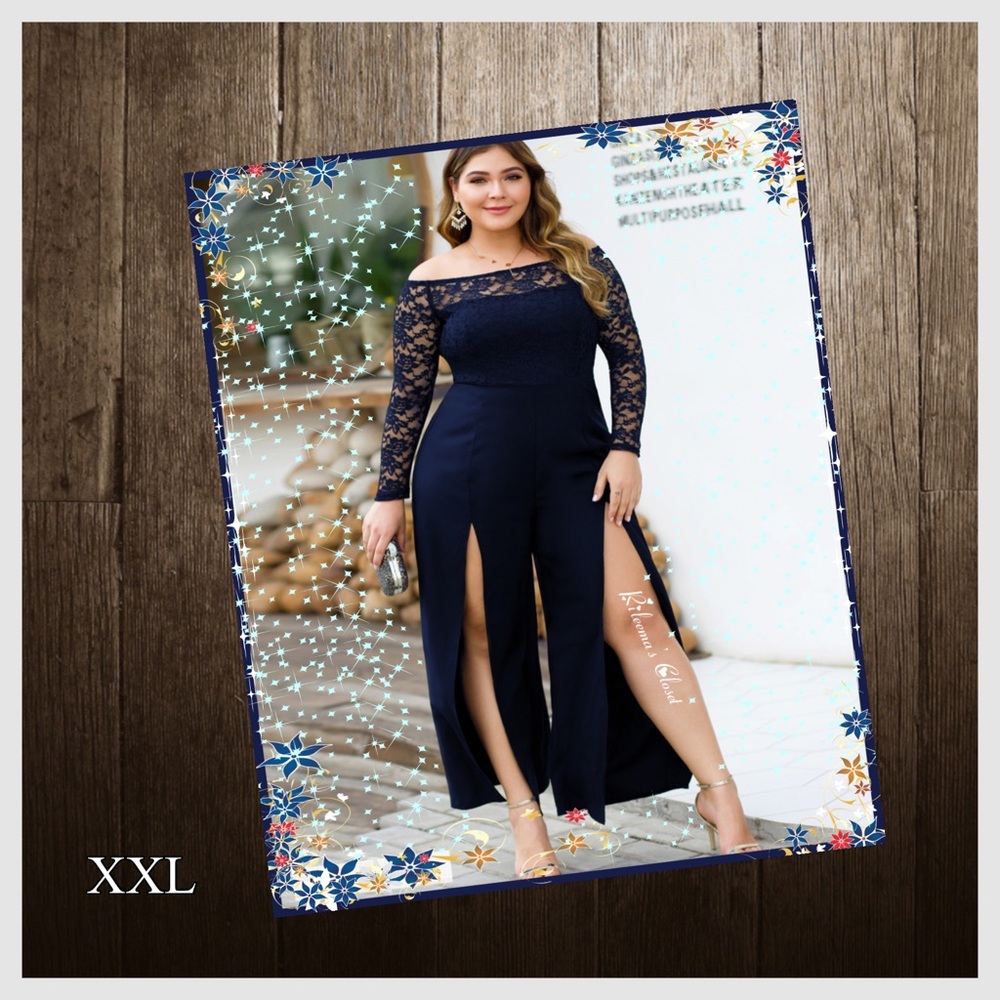 🆕NWT Plus Size Off Shoulder Lace Sleeve Jumpsuit